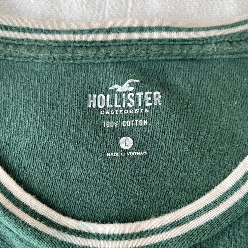 Hollister Forest Green Tee with White Accents